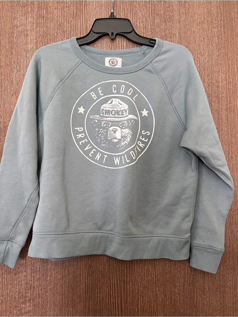 'Be Cool Prevent Wildfires' Crewneck Sweatshirt - Dusty Blue